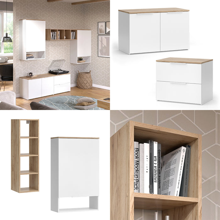 Vicco Parete attrezzata Bianco/Sonoma 5 parti