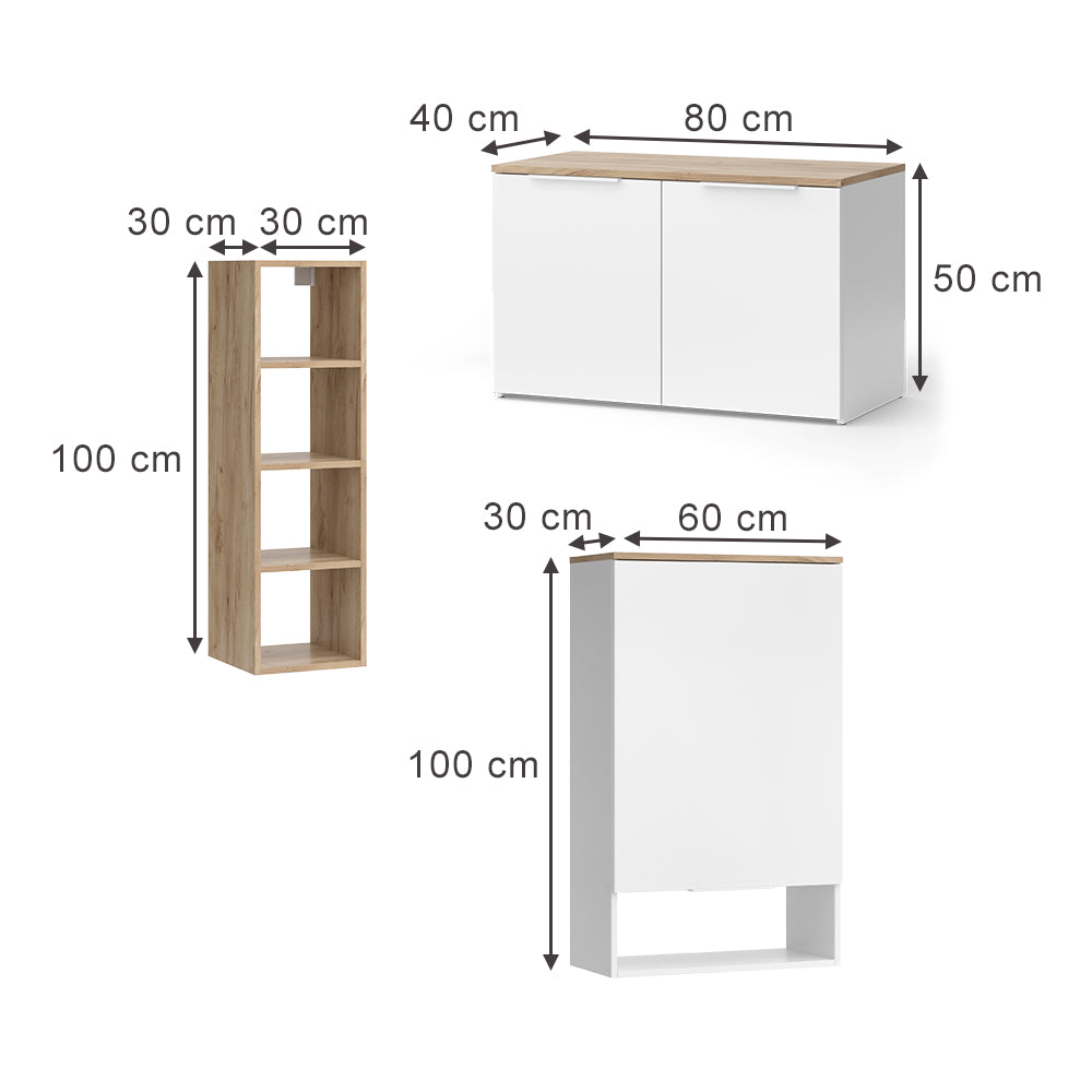 Vicco Parete attrezzata soggiorno Bianco/Sonoma 5 parti