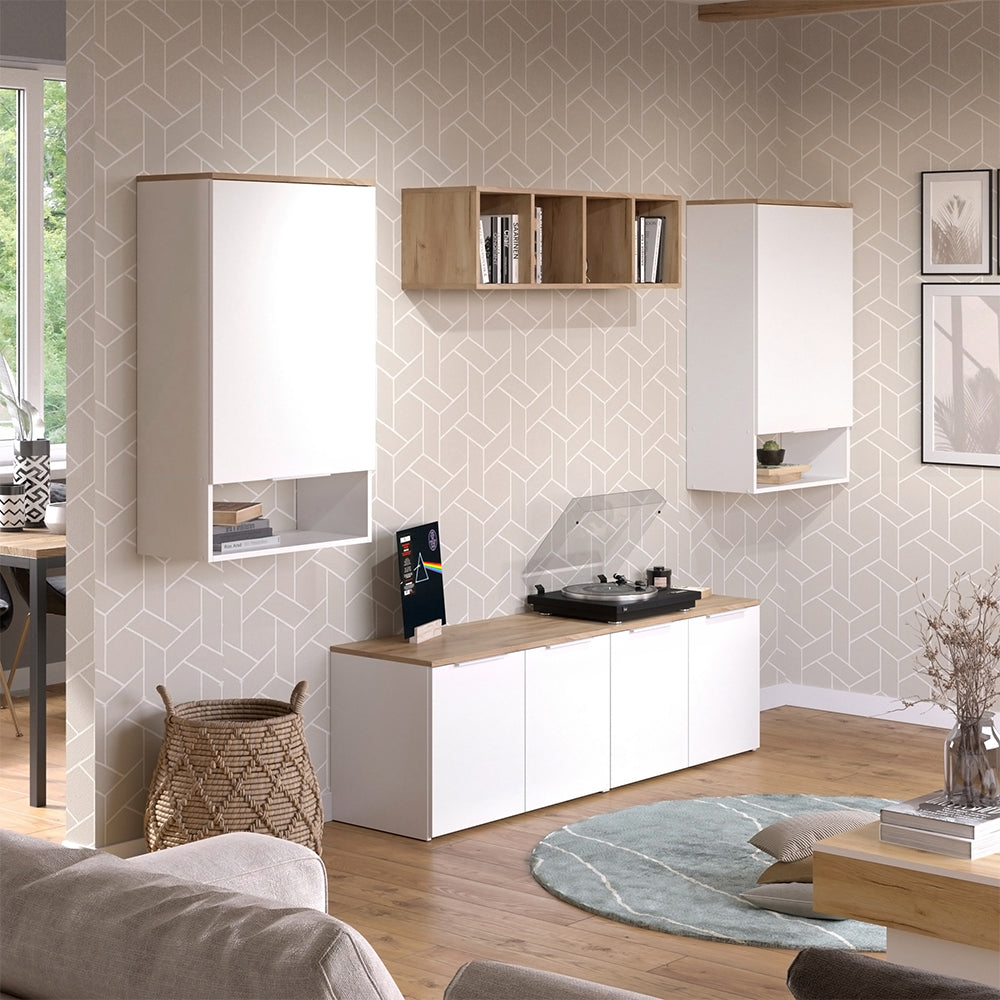 Vicco Parete attrezzata soggiorno Bianco/Sonoma 5 parti