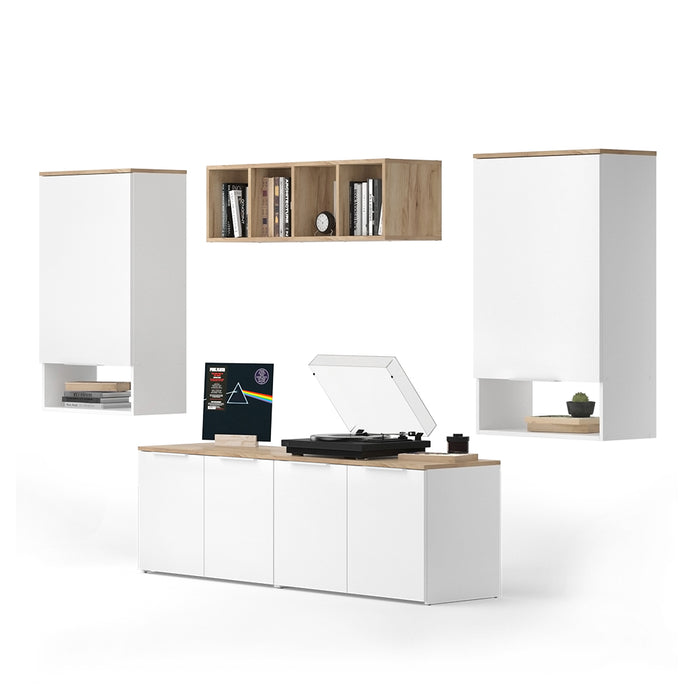 Vicco Parete attrezzata soggiorno Bianco/Sonoma 5 parti