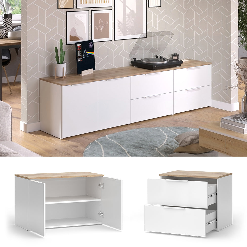 Vicco Parete attrezzata soggiorno Bianco/Sonoma 3 parti