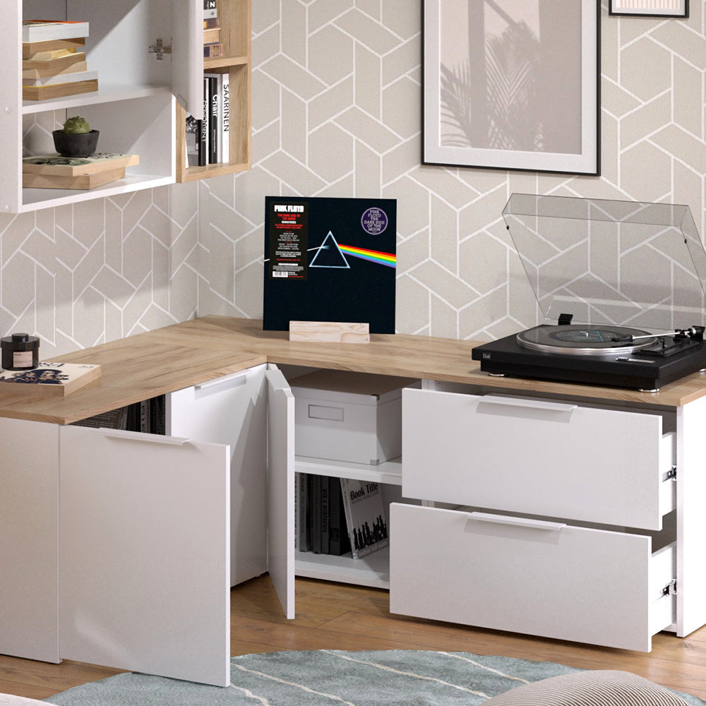 Vicco Parete attrezzata soggiorno Bianco/Sonoma 9 parti