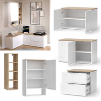 Vicco Parete attrezzata soggiorno Bianco/Sonoma 5 parti