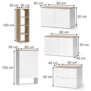 Vicco Parete attrezzata soggiorno Bianco/Sonoma 5 parti