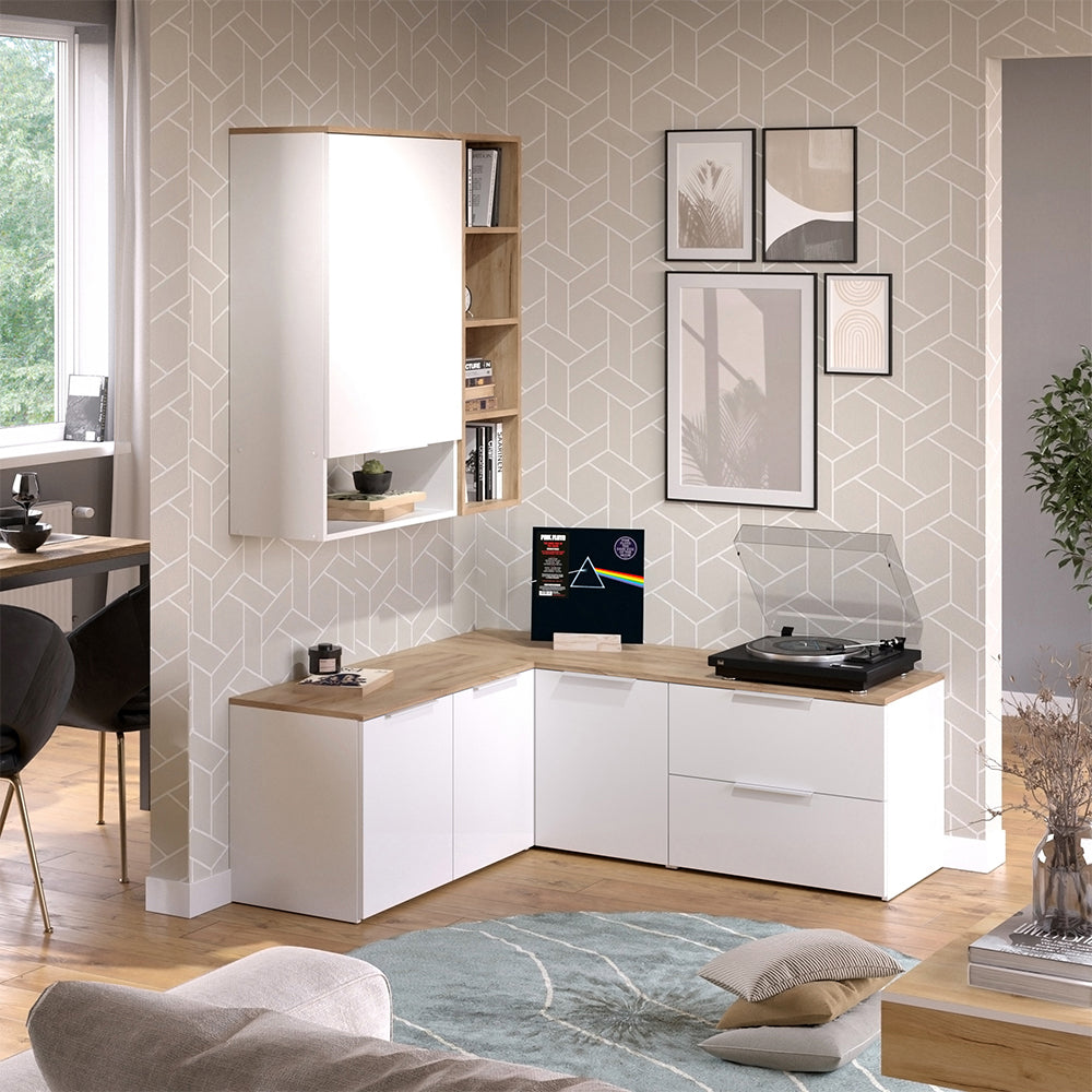 Vicco Parete attrezzata soggiorno Bianco/Sonoma 5 parti