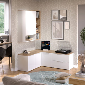 Vicco Parete attrezzata soggiorno Bianco/Sonoma 5 parti