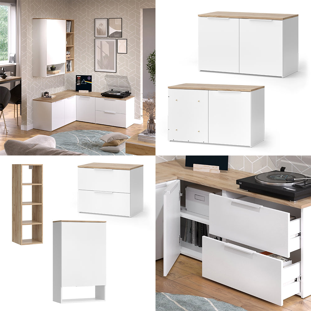 Vicco Parete attrezzata soggiorno Bianco/Sonoma 5 parti