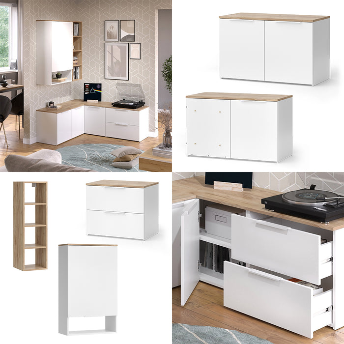 Vicco Parete attrezzata soggiorno Bianco/Sonoma 5 parti