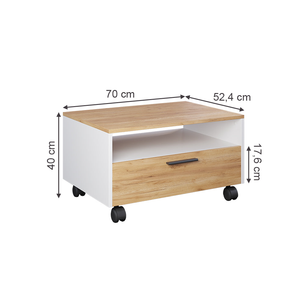 Vicco Tavolino Rovere bianco/dorato 70 x 52.4 cm