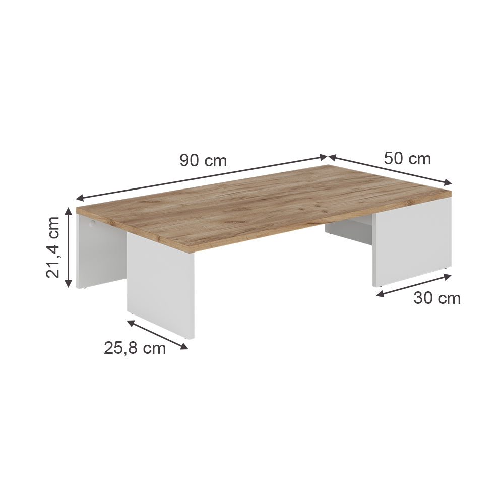 Vicco Tavolino Rovere bianco/dorato 90 x 21.4 cm