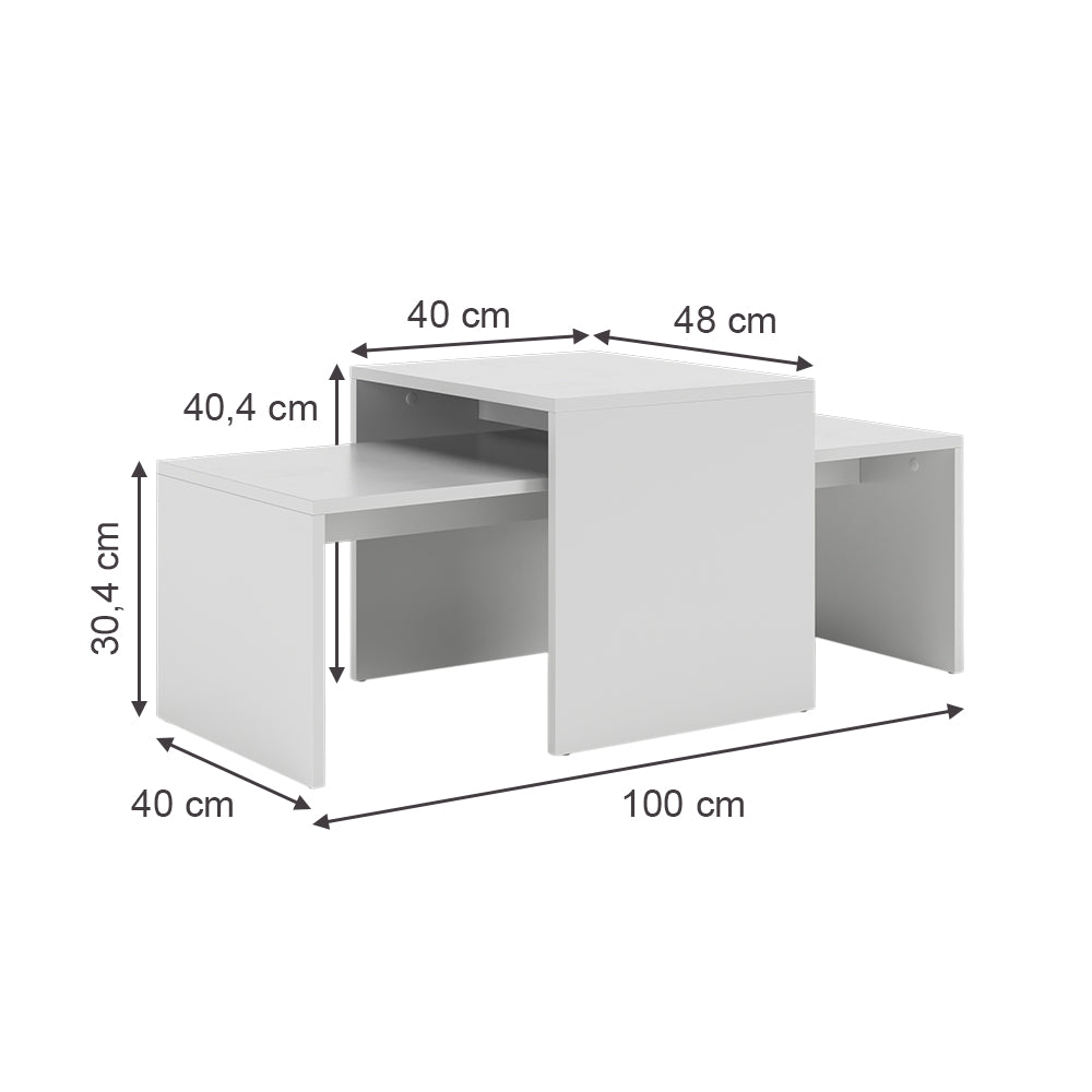 Vicco Set di tavolini Bianco 100 x 48 cm 2 parti