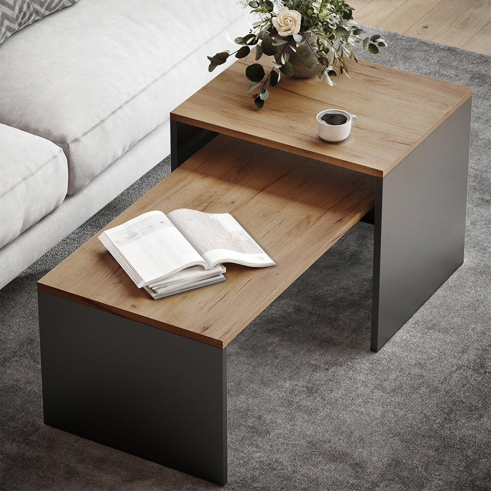 Vicco Set di tavolini Antracite/quercia dorata 100 x 48 cm , 2 parti