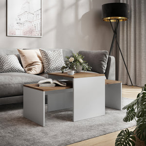 Vicco Set di tavolini Rovere bianco/dorato 100 x 48 cm , 2 parti