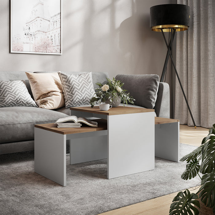 Vicco Set di tavolini Rovere bianco/dorato 100 x 48 cm , 2 parti