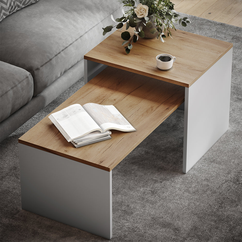 Vicco Set di tavolini Rovere bianco/dorato 100 x 48 cm , 2 parti