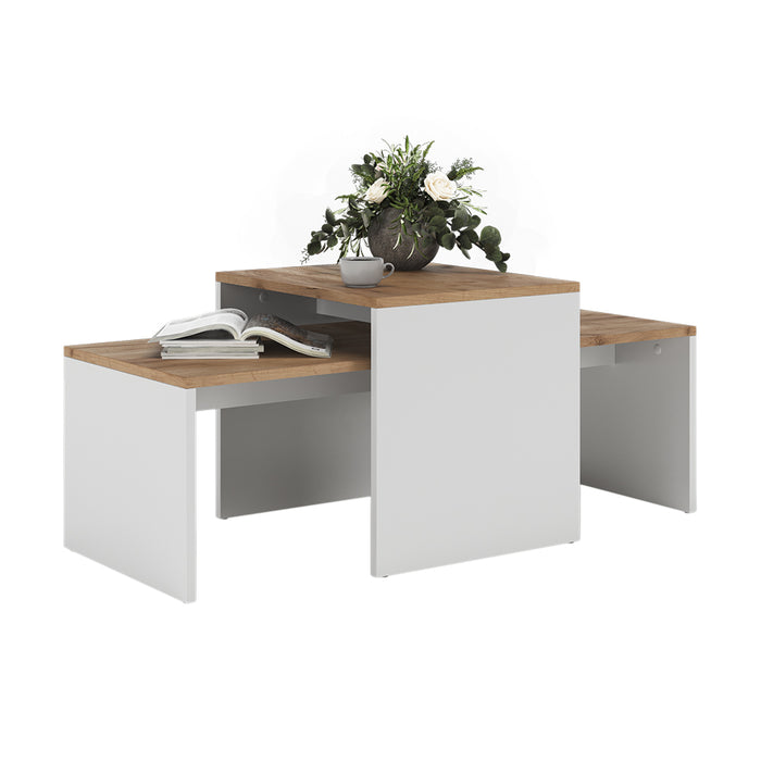 Vicco Set di tavolini Rovere bianco/dorato 100 x 48 cm , 2 parti