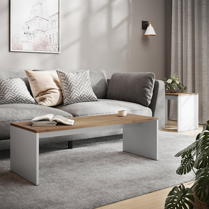 Vicco Set di tavolini Rovere bianco/dorato 100 x 48 cm , 2 parti