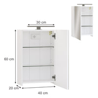 Vicco Mobile a specchio per il bagno Bianco 40 x 60 cm con illuminazione a LED