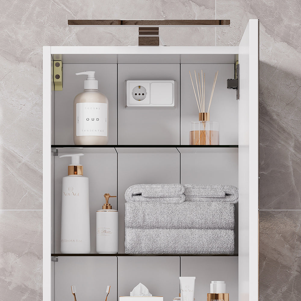 Vicco Mobile a specchio per il bagno Bianco 40 x 60 cm con illuminazione a LED