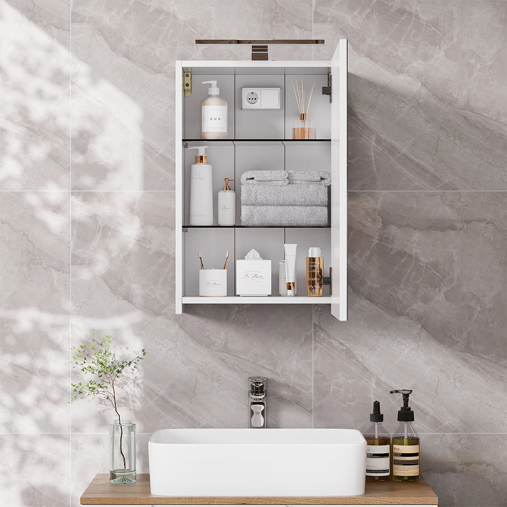 Vicco Mobile a specchio per il bagno Bianco 40 x 60 cm con illuminazione a LED