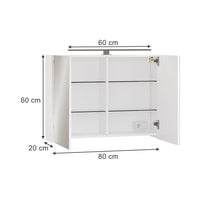 Vicco Mobile a specchio per il bagno Bianco 80 x 60 cm con illuminazione a LED