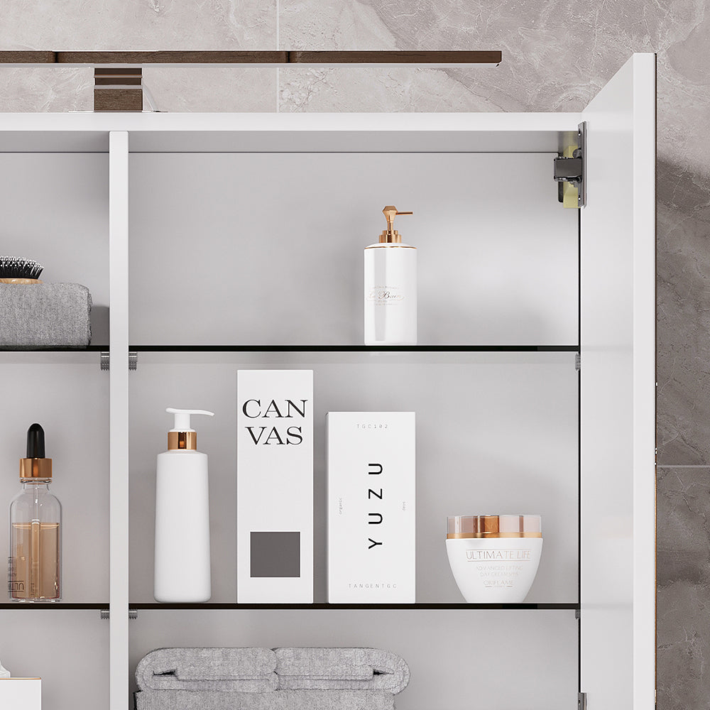 Vicco Mobile a specchio per il bagno Bianco 80 x 60 cm con illuminazione a LED