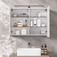 Vicco Mobile a specchio per il bagno Bianco 80 x 60 cm con illuminazione a LED