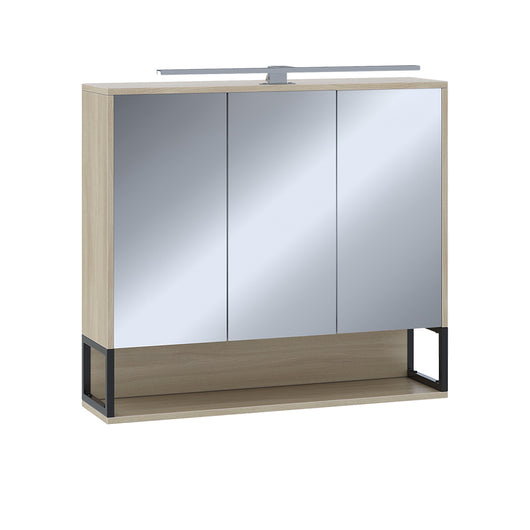 Vicco Mobile a specchio per il bagno Quercia/nero 80 x 71.5 cm con luce LED