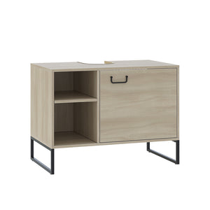 Vicco Mobiletto per lavabo Quercia/nero 80 x 60 cm con 2 scomparti aperti