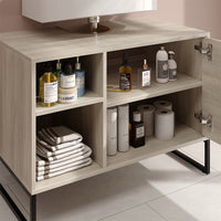 Vicco Mobiletto per lavabo Quercia/nero 80 x 60 cm con 2 scomparti aperti