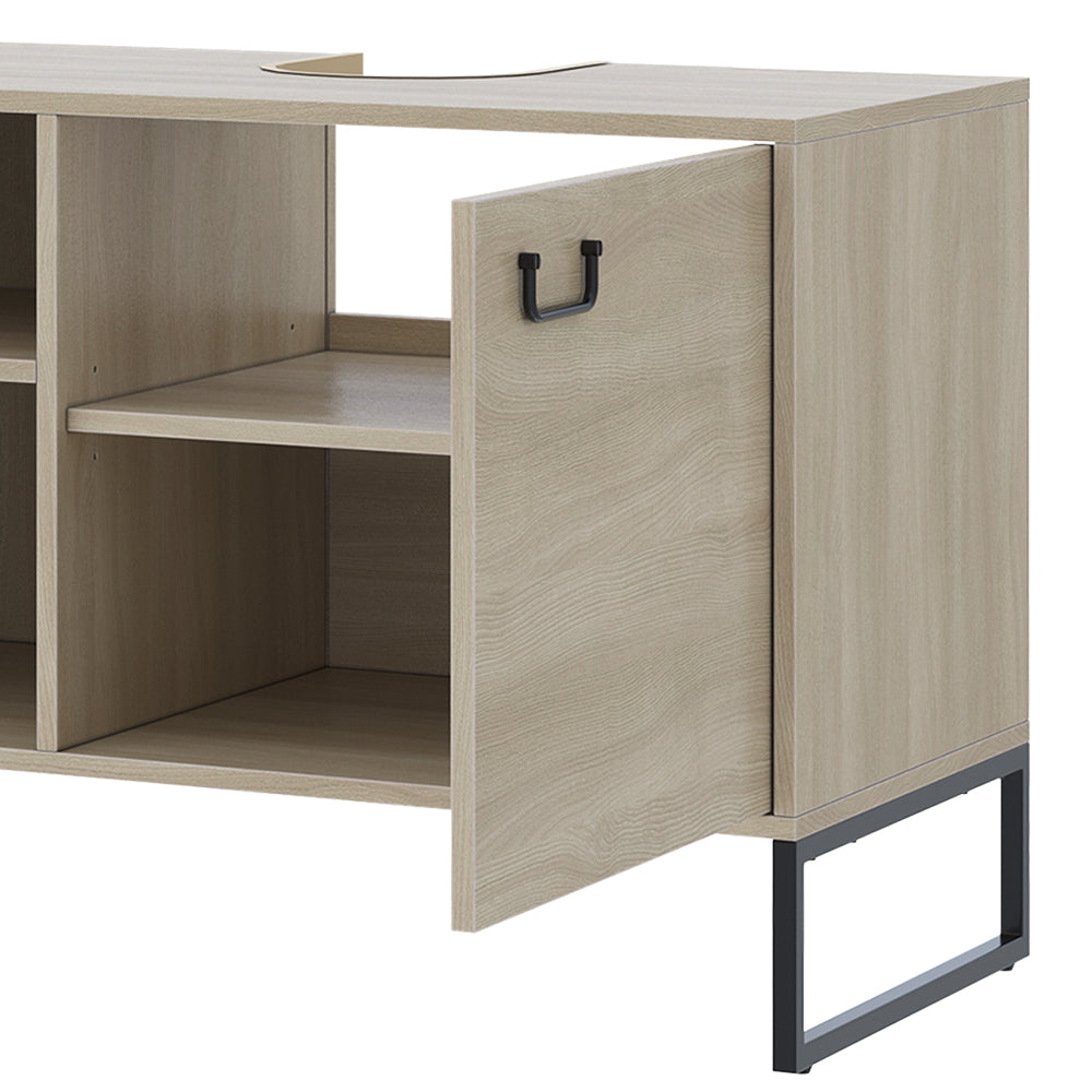 Vicco Mobiletto per lavabo Quercia/nero 80 x 60 cm con 2 scomparti aperti