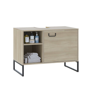 Vicco Mobiletto per lavabo Quercia/nero 80 x 60 cm con 2 scomparti aperti