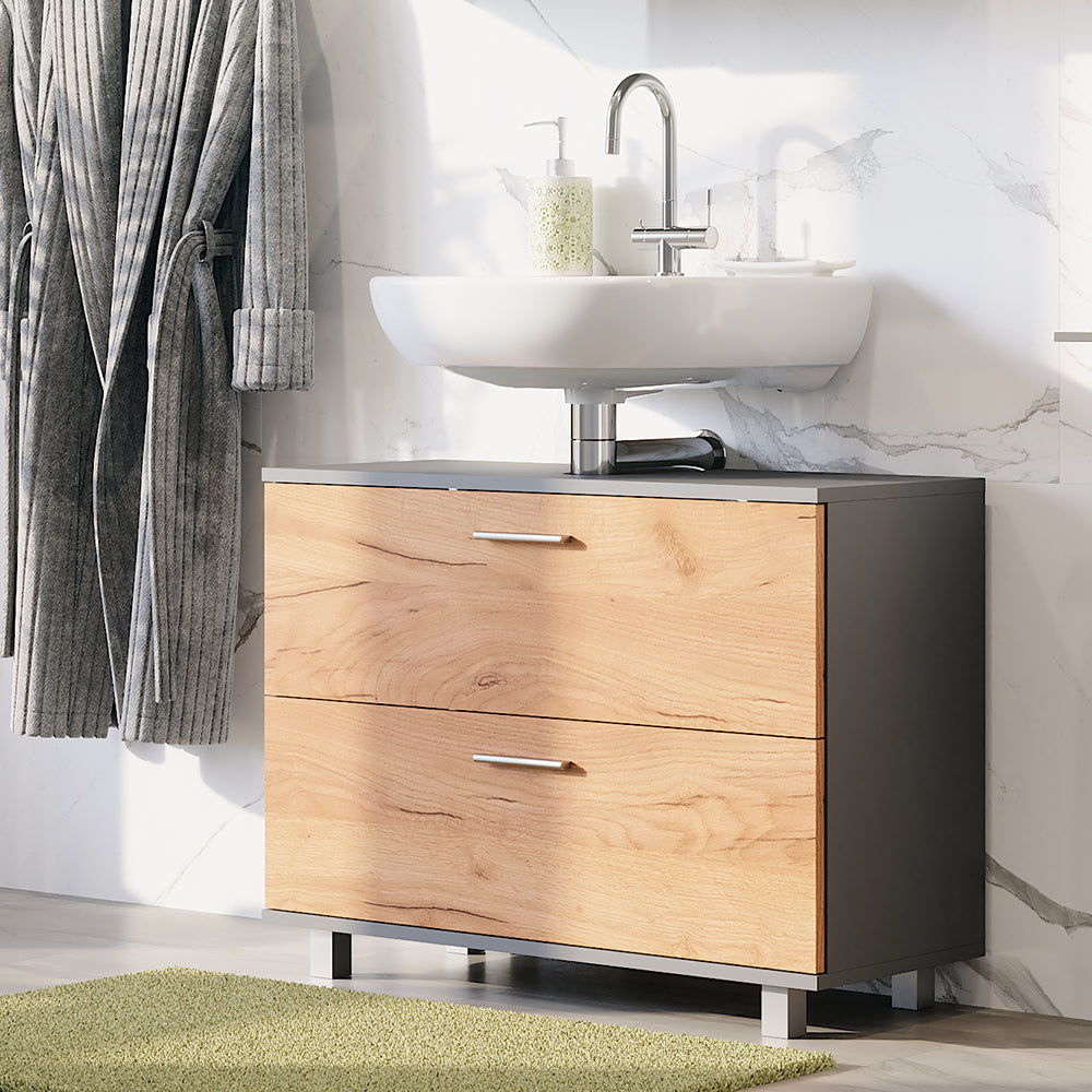 Vicco Mobiletto per lavabo Antracite/quercia dorata 80.2 x 60.8 cm con 2 cassetti