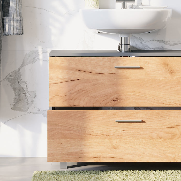 Vicco Mobiletto per lavabo Antracite/quercia dorata 80.2 x 60.8 cm con 2 cassetti