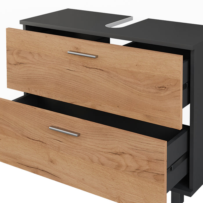 Vicco Mobiletto per lavabo Antracite/quercia dorata 80.2 x 60.8 cm con 2 cassetti