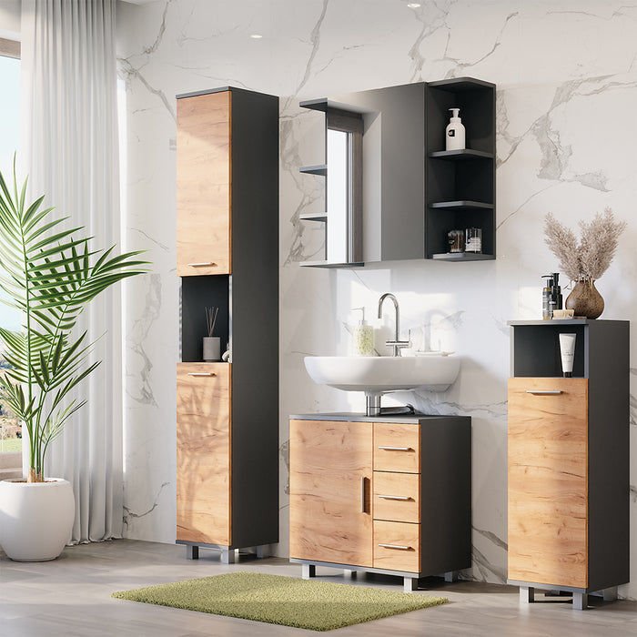Vicco Set di mobili da bagno Quercia dorata/antracite 4 parti