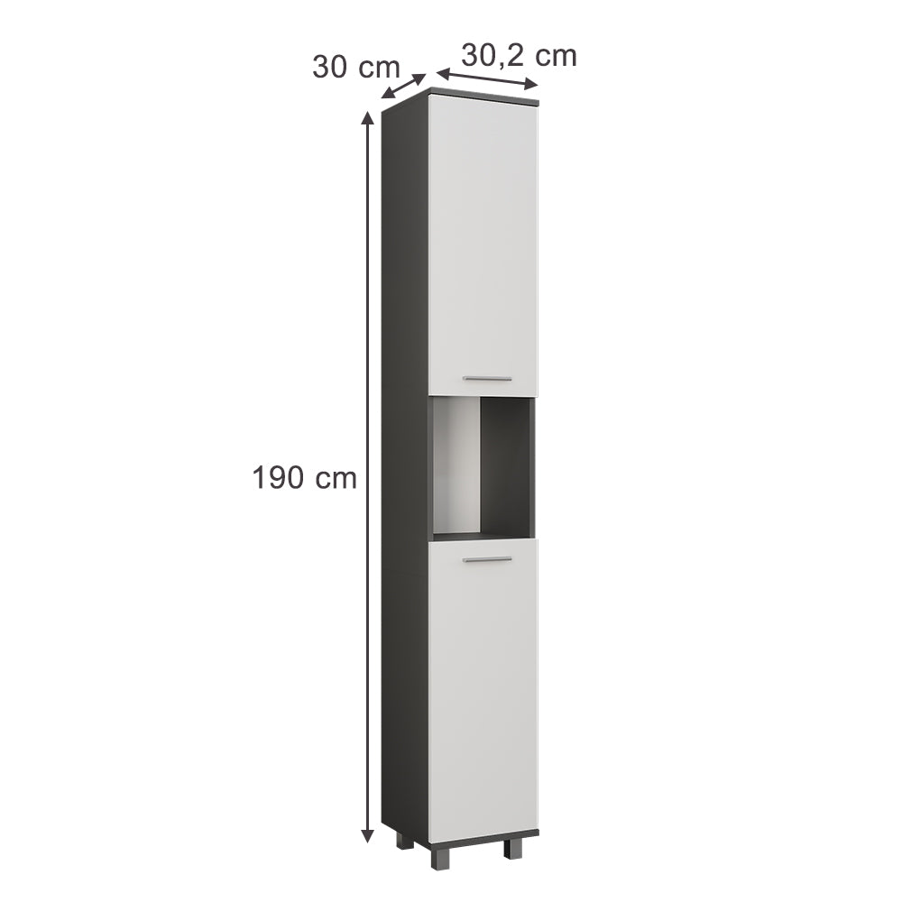 Vicco Mobile alto Antracite/bianco 30.2 x 190 cm con 2 porte