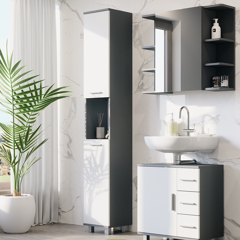 Vicco Mobile alto Antracite/bianco 30.2 x 190 cm con 2 porte