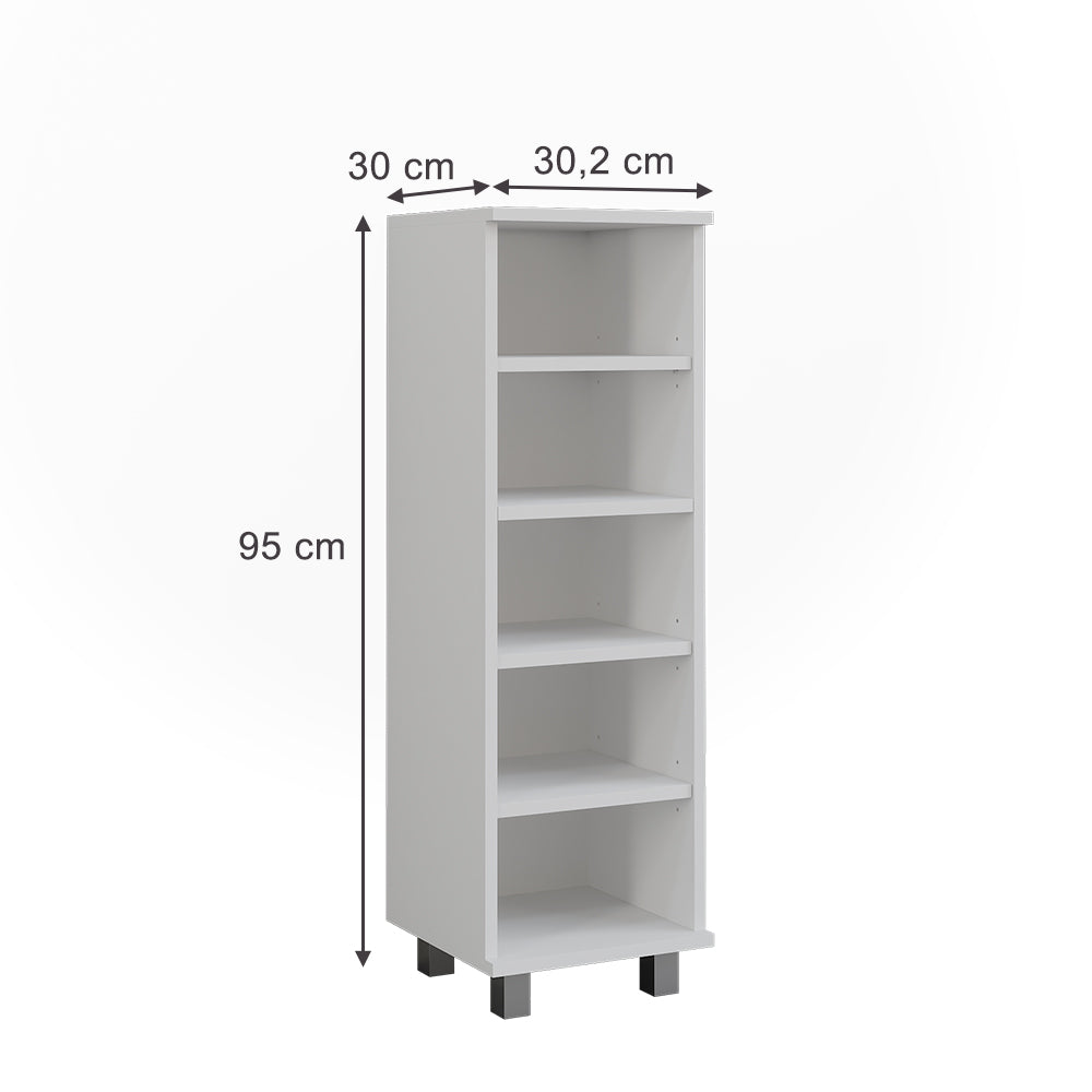 Vicco Mobiletto midi Bianco 30.2 x 95 cm con 5 scomparti aperti