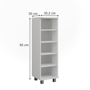 Vicco Mobiletto midi Bianco 30.2 x 95 cm con 5 scomparti aperti