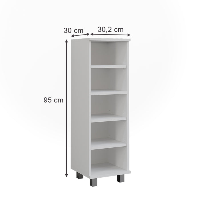 Vicco Mobiletto midi Bianco 30.2 x 95 cm con 5 scomparti aperti