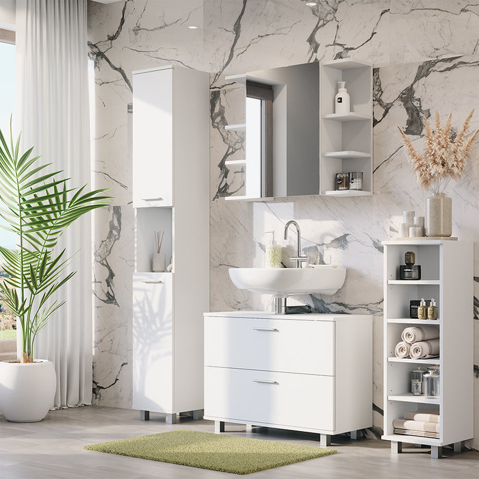 Vicco Mobiletto midi Bianco 30.2 x 95 cm con 5 scomparti aperti