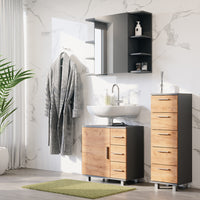 Vicco Set di mobili da bagno Antracite/quercia dorata 3 parti, con mobile midi