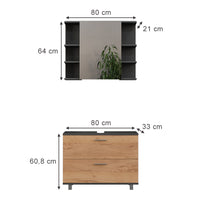 Vicco Set di mobili da bagno Quercia dorata/antracite 2 parti, base 80 cm