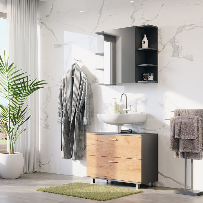 Vicco Set di mobili da bagno Quercia dorata/antracite 2 parti, base 80 cm