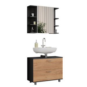 Vicco Set di mobili da bagno Quercia dorata/antracite 2 parti, base 80 cm