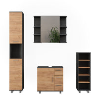 Vicco Set di mobili da bagno Antracite/quercia dorata 4 parti
