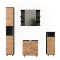 Vicco Set di mobili da bagno Quercia dorata/antracite 4 parti