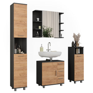 Vicco Set di mobili da bagno Quercia dorata/antracite 4 parti
