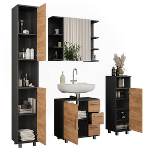 Vicco Set di mobili da bagno Quercia dorata/antracite 4 parti